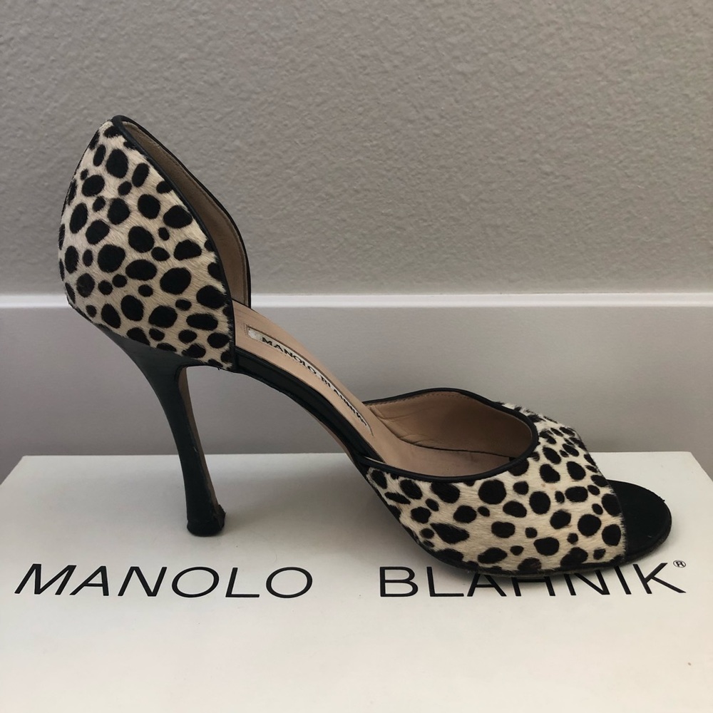 Manolo Blahnik Pony Peep Toe Heels